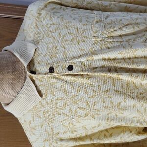 Tommy Bahama waffle knit textured polo palm tree yellow/tan